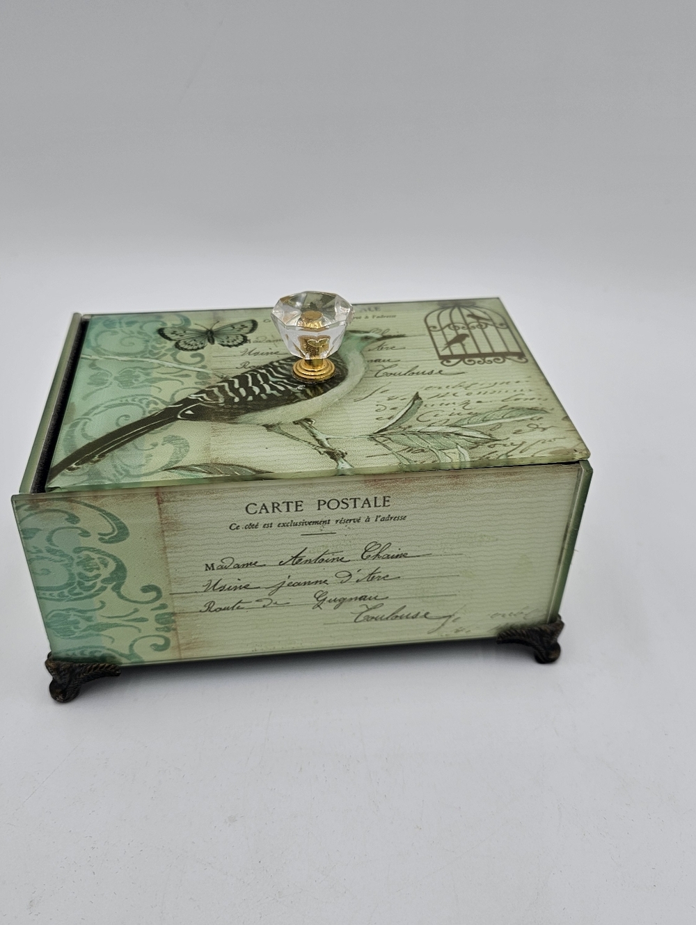 Vintage-Inspired Decorative Glass Trinket Box ✨
